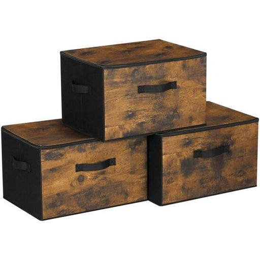 Zložljive škatle za shranjevanje, 3 rustikalno rjave in črne | SONGMICS-Vasdom.si