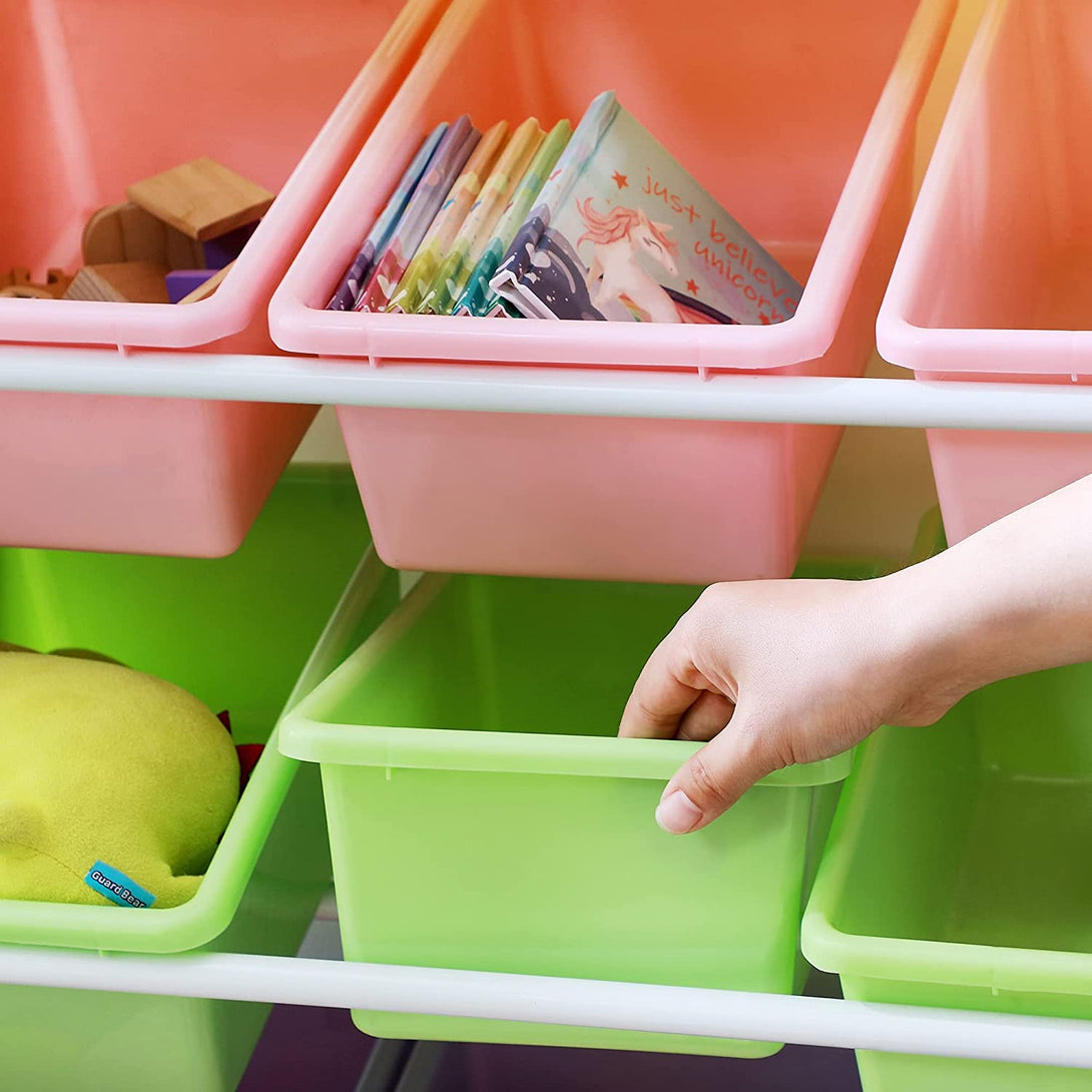 enota za shranjevanje igrač, stojalo za organiziranje otroških igrač z 12 odstranljivimi PP plastičnimi škatlami | SONGMICS-Vasdom.si