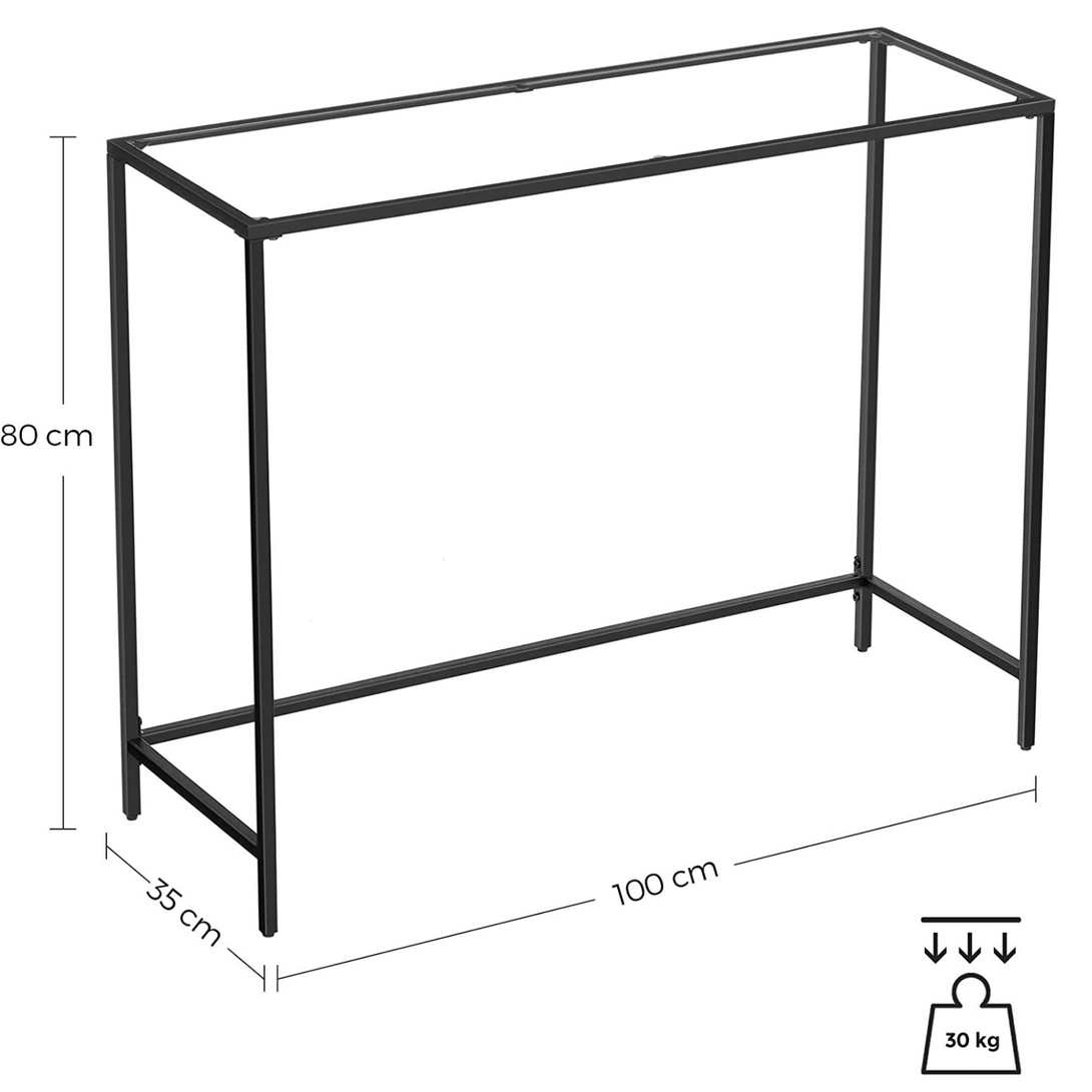 konzolna mizica kaljeno steklo, nastavljive noge, 100 x 80 x 35 cm črna | VASAGLE-Vasdom.si