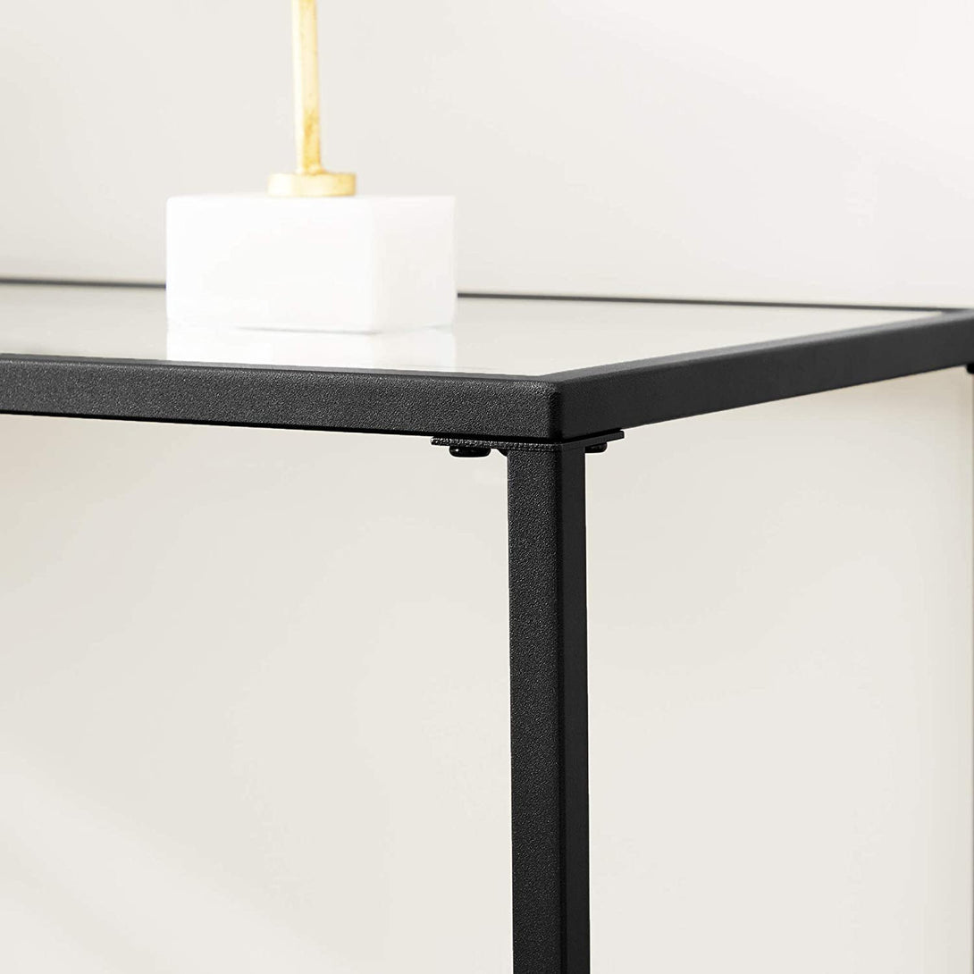 konzolna mizica kaljeno steklo, nastavljive noge, 100 x 80 x 35 cm črna | VASAGLE-Vasdom.si