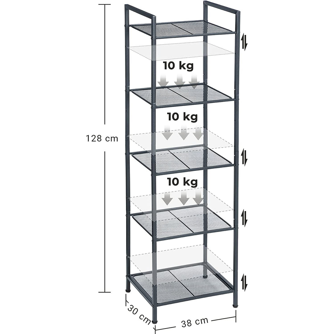 kopalniška polica, 5-nivojsko stojalo za shranjevanje, črna | SONGMICS-Vasdom.si