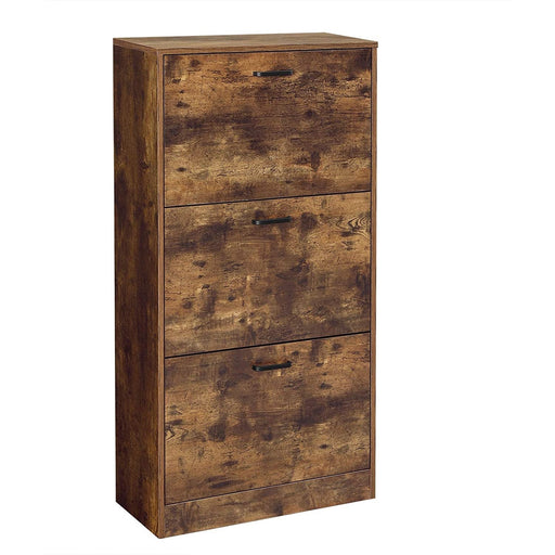 omarica za čevlje s 3 vrati na tečajih 60 x 120 x 24 cm, rustikalno rjava | VASAGLE-Vasdom.si