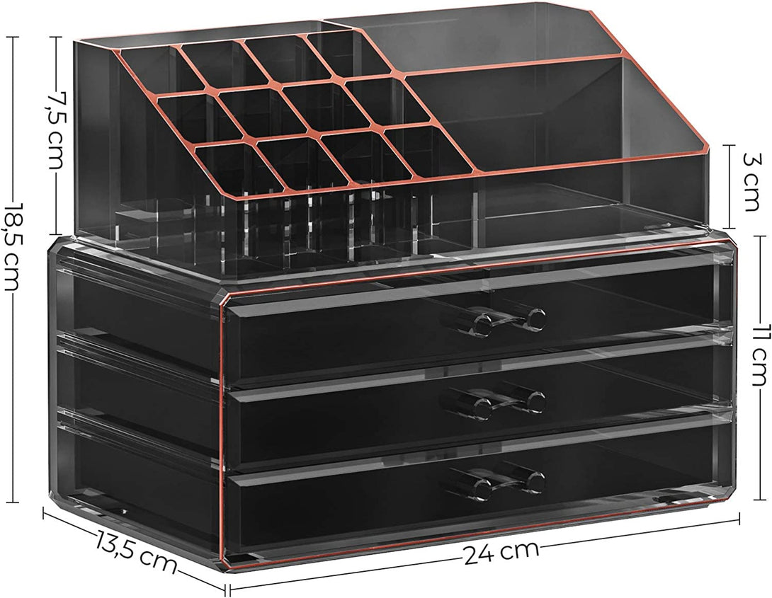 organizator ličil, organizator kozmetike s 3 predali in 15 predelki | SONGMICS-Vasdom.si