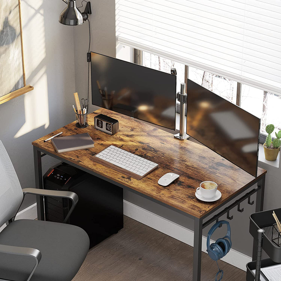 računalniška miza, miza z 8 kavlji, 120 x 60 x 75 cm | VASAGLE-Vasdom.si