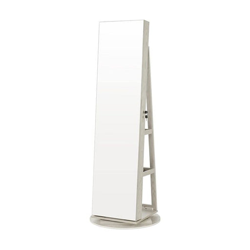 samostoječa omarica za nakit z ogledalom, na zaklepanje, s 6 LED lučmi, vrtljiva za 360° | SONGMICS-Vasdom.si