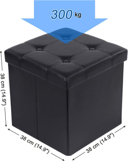 sedež, z nosilnostjo 300 kg, umetno usnje, črna, 38x38x38 cm | SONGMICS-Vasdom.si