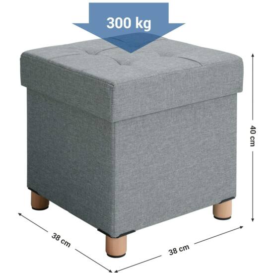 sedežna škatla, oblazinjena, nosilnost do 300 kg, svetlo siva | SONGMICS-Vasdom.si