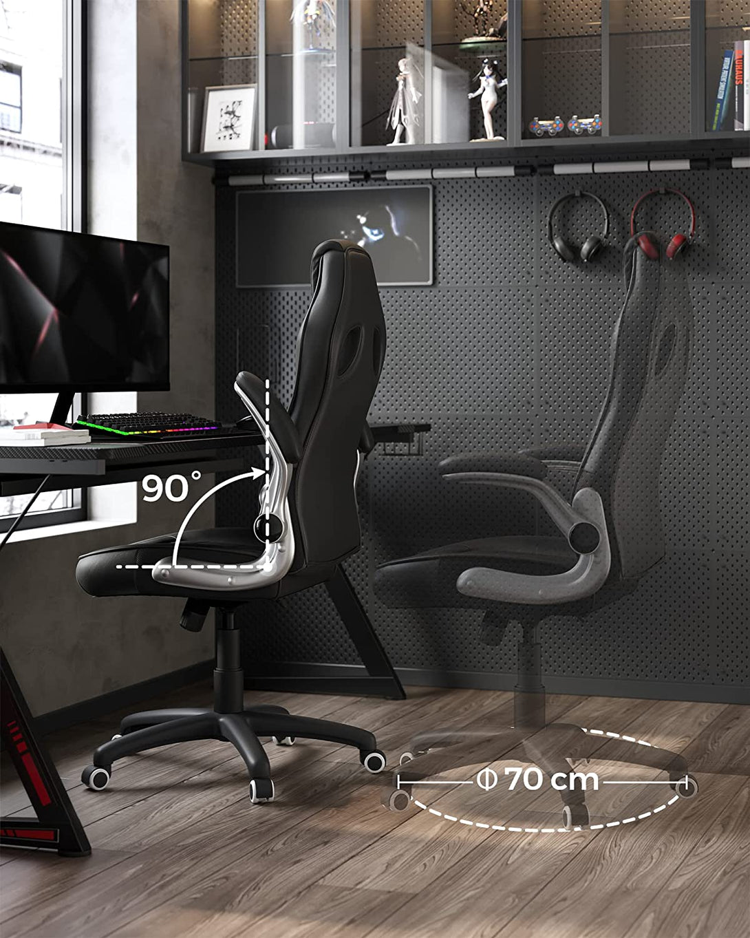 športno oblikovan pisarniški stol črn | SONGMICS-Vasdom.si