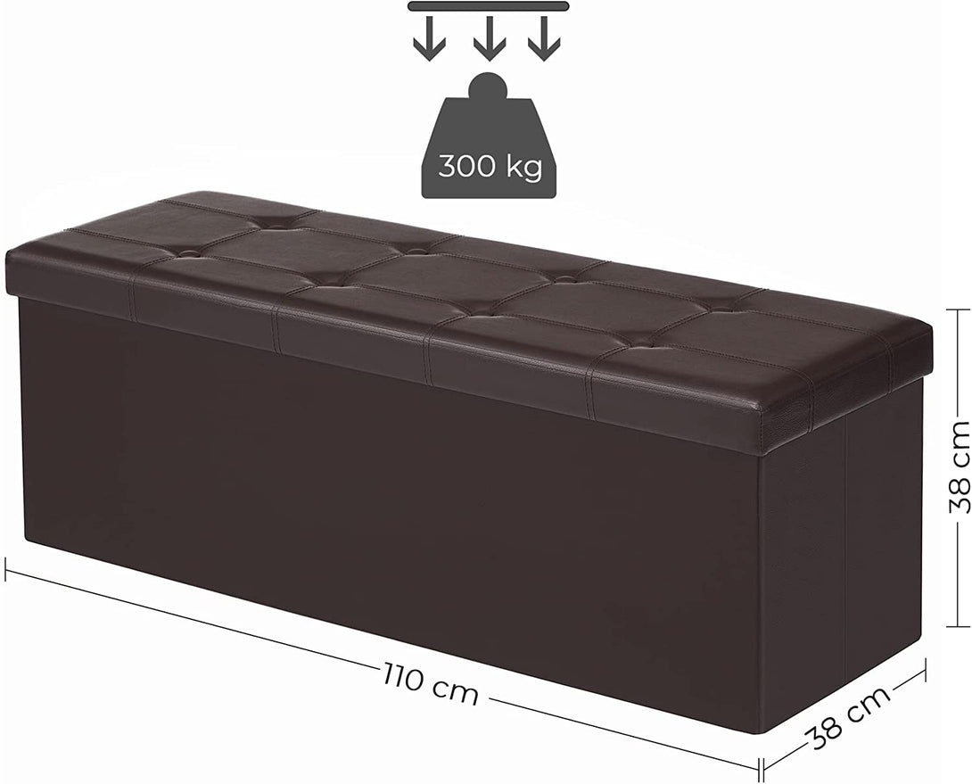 Velika odlagalna klop, maks. nosilnost 300 kg, rjava 110 x 38 x 38 cm | SONGMICS-Vasdom.si