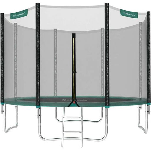 vrtni trampolin z varnostno mrežo TÜV Rheinland testiran, O305 cm zelen | SONGMICS-Vasdom.si